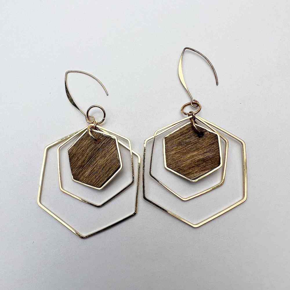 Hexagon earrings - Madera design studio