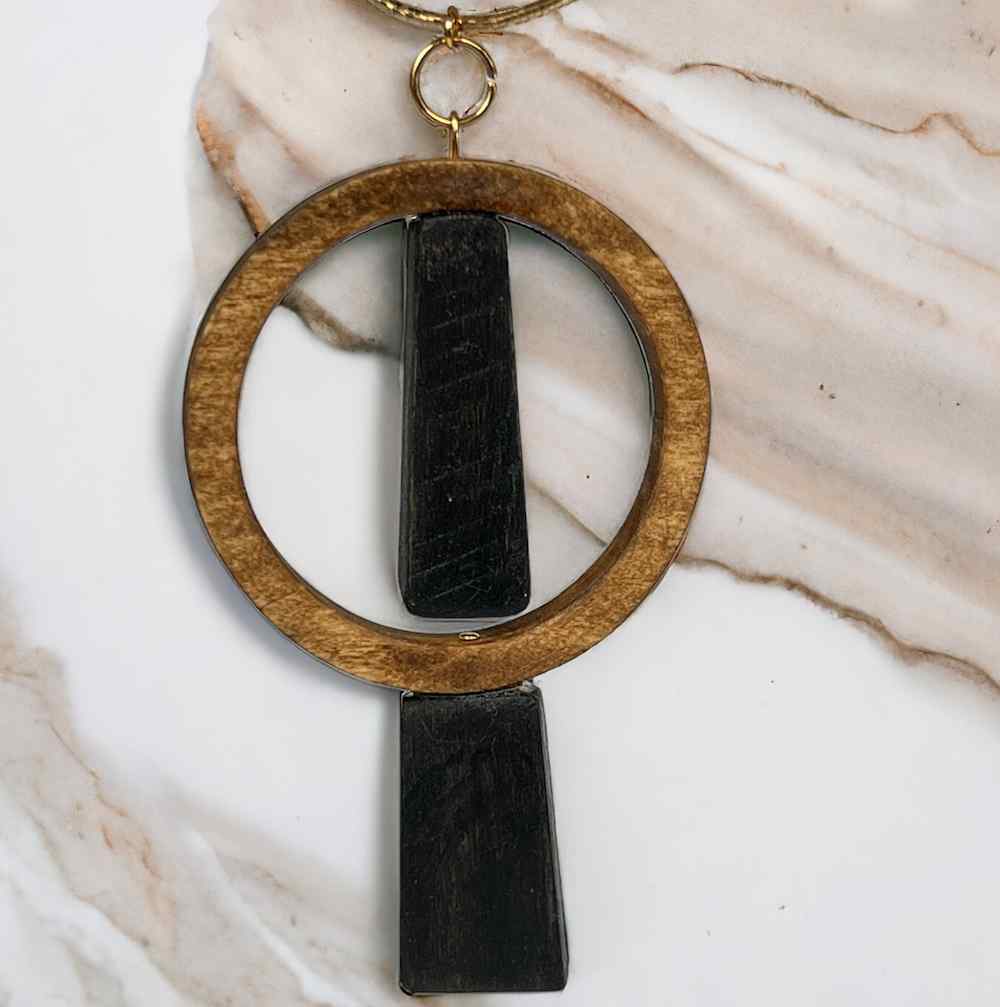 A twist on the Ankh necklace, wood and gold by madera design studio