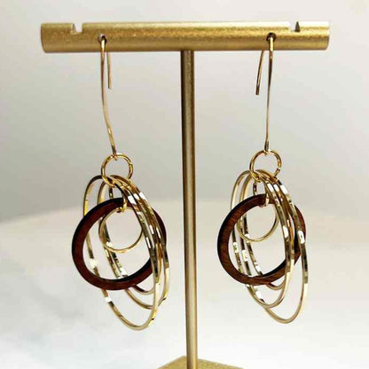 Circles Wooden and Metal Earrings by Madera Design Studio