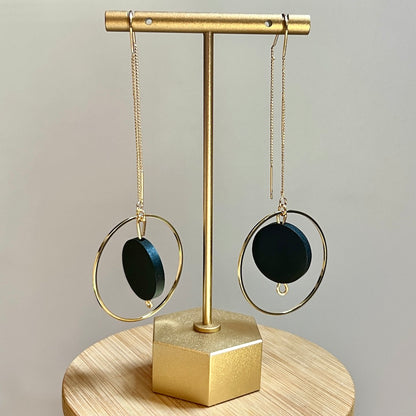 Gold and Black Wood threader earring - made by Madera Design Studio