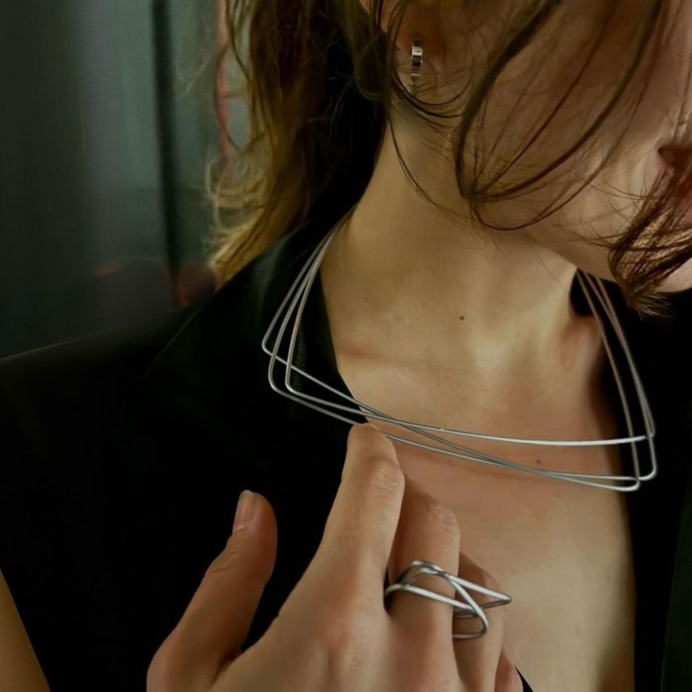 Madera Design Studio collab with Lit Clue - Nonentity Necklace on Model
