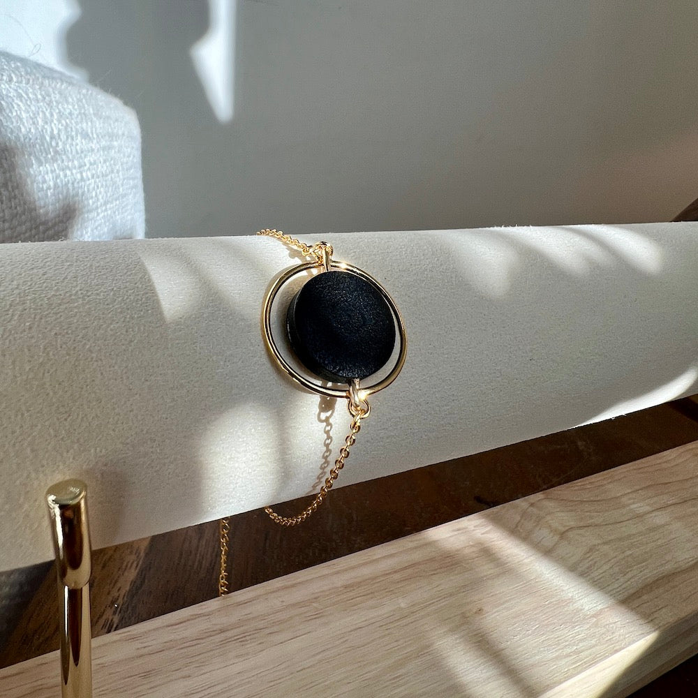 Gold and black delicate bracelet by Madera Design Studio