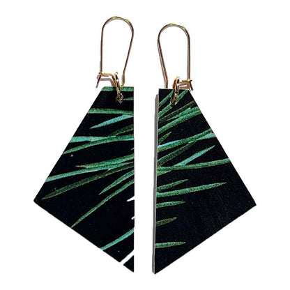 Madera wood dangle earring - winter pine needles