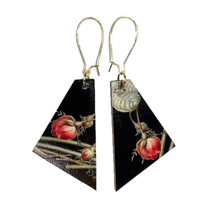 black flower earrings madera design studio